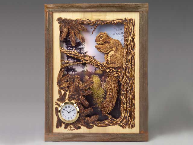 Layered and Burned Squirrel Clock