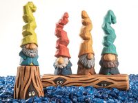 Tiny Carved Gnome Stumps and Logs