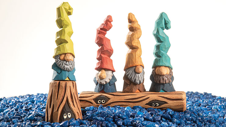 Tiny Carved Gnome Stumps and Logs - Woodcarving Illustrated